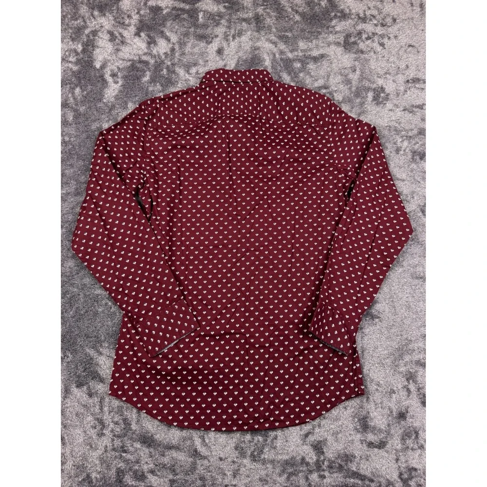 Banana Republic Shirt Mens M Burgundy Stretch Soft Wash Slim Fit Long Sleeve